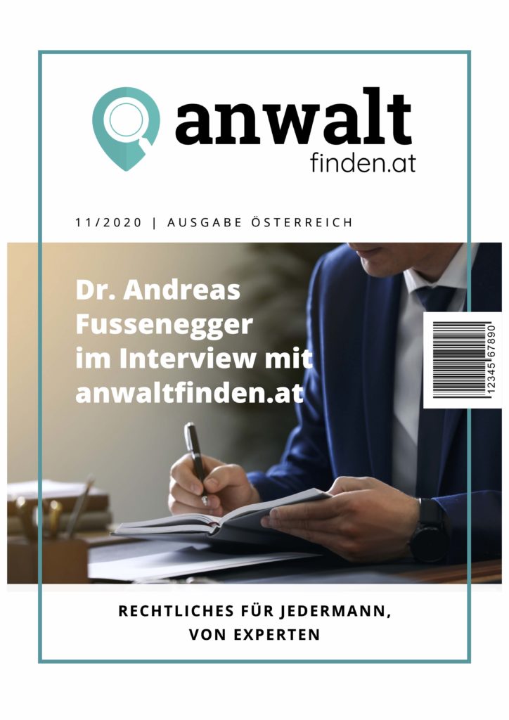 Cover Interview 2 anwaltfinden.at Dr. Andreas Fussenegger